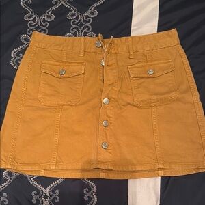 American Eagle Outfitters Yellow Brown Cargo Mini Skirt
